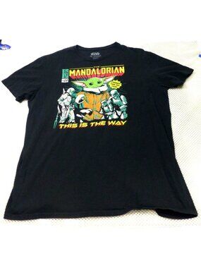 Star Wars Mandalorian Shirt XL Grogu Comic Graphic "This Is The Way" Black Mens